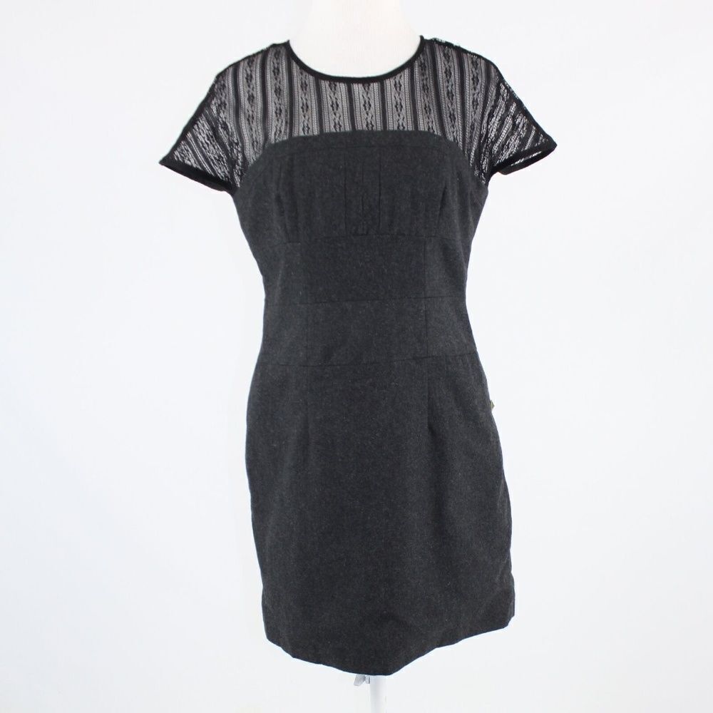 Charcoal gray TULLE sheath dress L